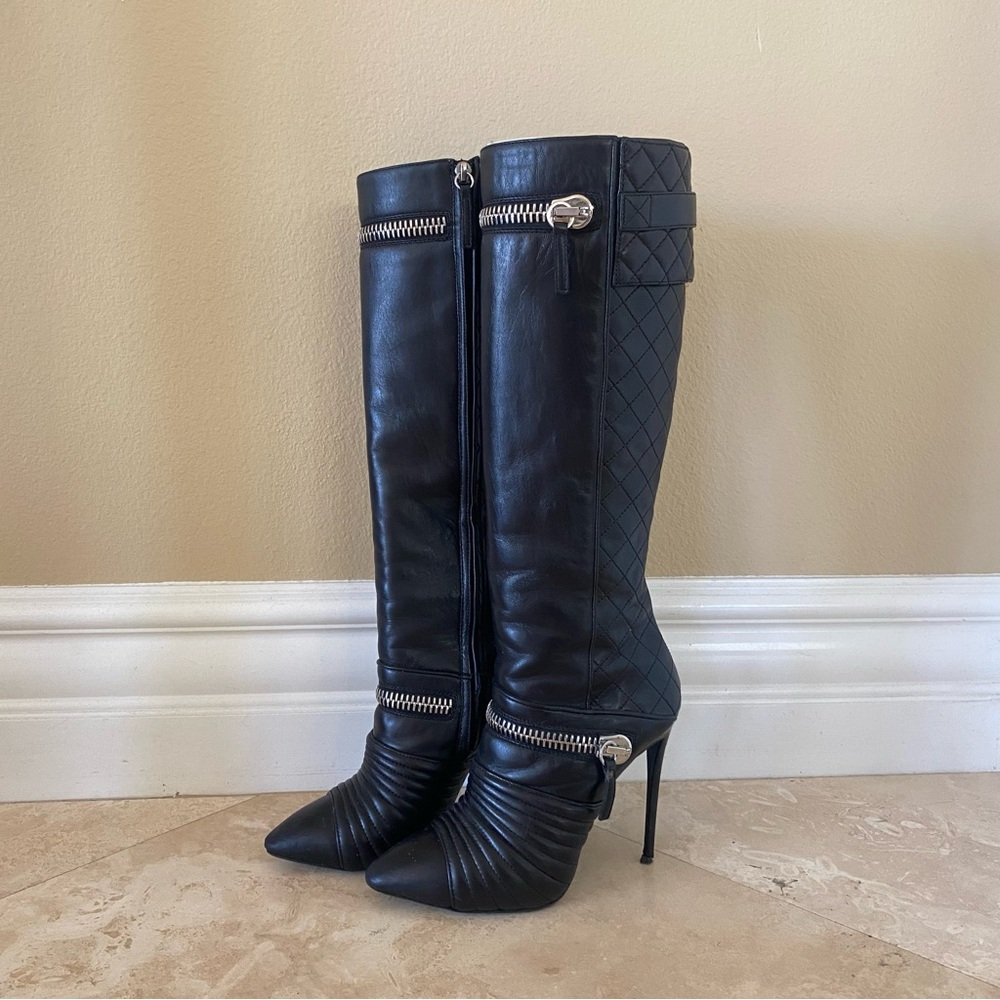 GIUSEPPE ZANOTTI Black Quilted Zipper Boots